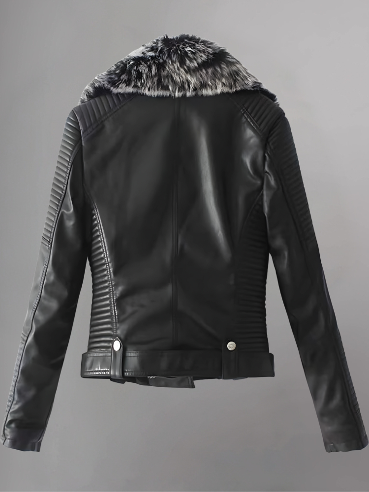 Women’s Faux Fur Quilted Moto Jacket