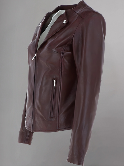 Women’s Distressed Brown Biker Leather Jacket