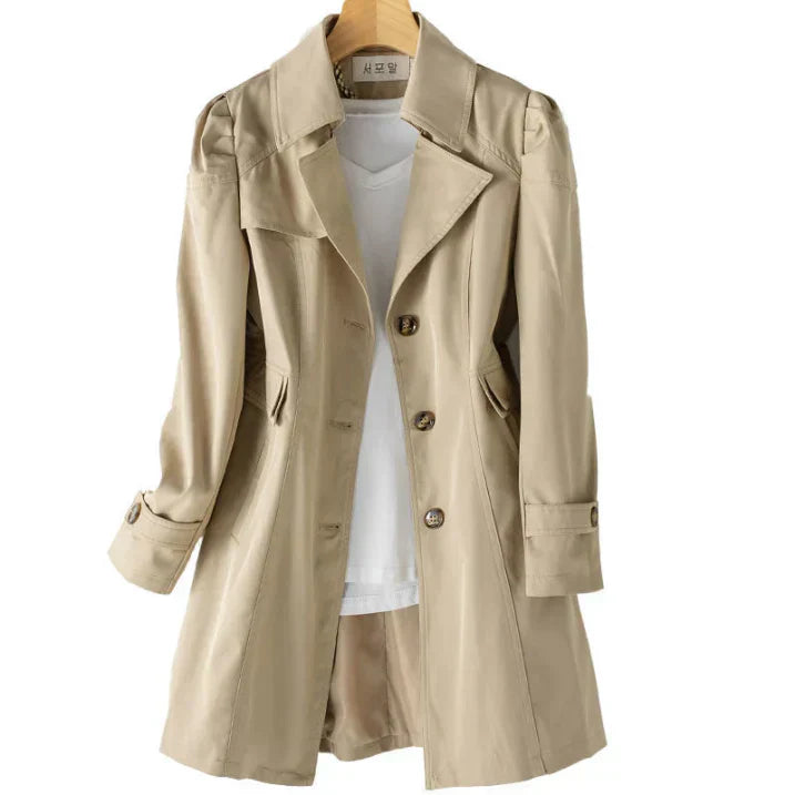 Women's stylish winter trench coat with hood – elegant & warm