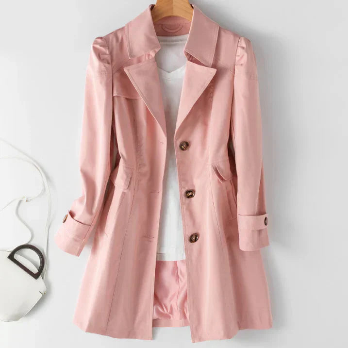Women's stylish winter trench coat with hood – elegant & warm