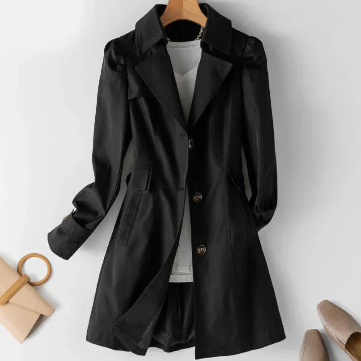 Women's stylish winter trench coat with hood – elegant & warm