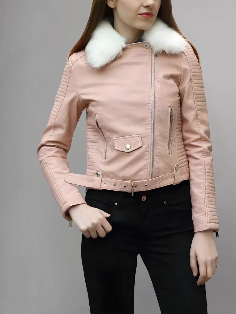 Women’s Faux Fur Quilted Moto Jacket