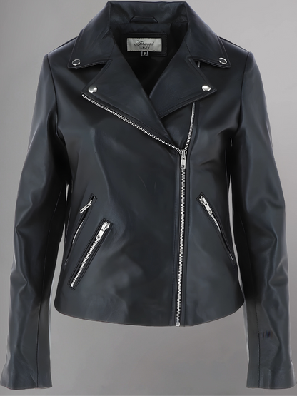 Women's Casual Stylish Biker Light Brown Leather Jacket