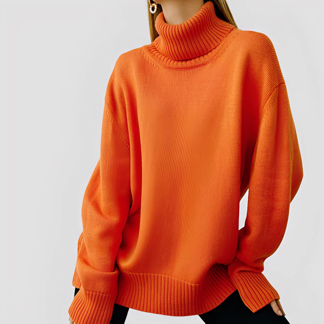 Nylah simple oversized turtleneck sweater – women