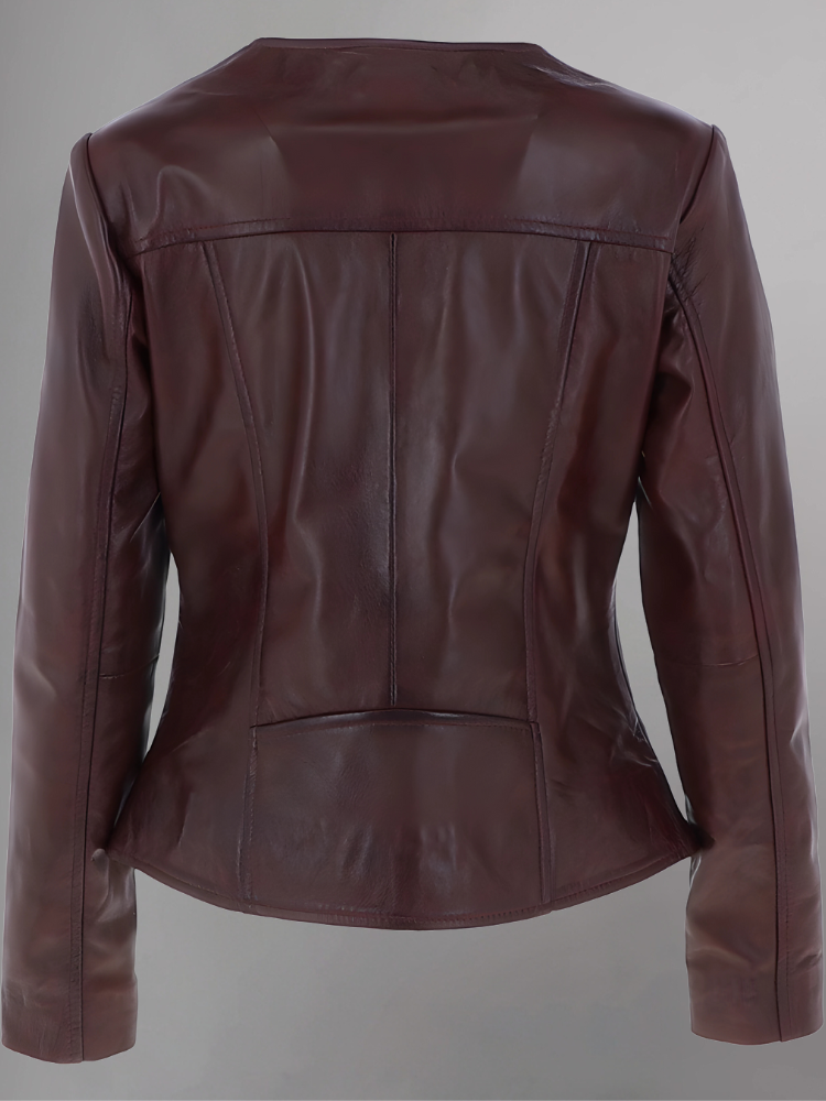 Women’s Distressed Brown Biker Leather Jacket