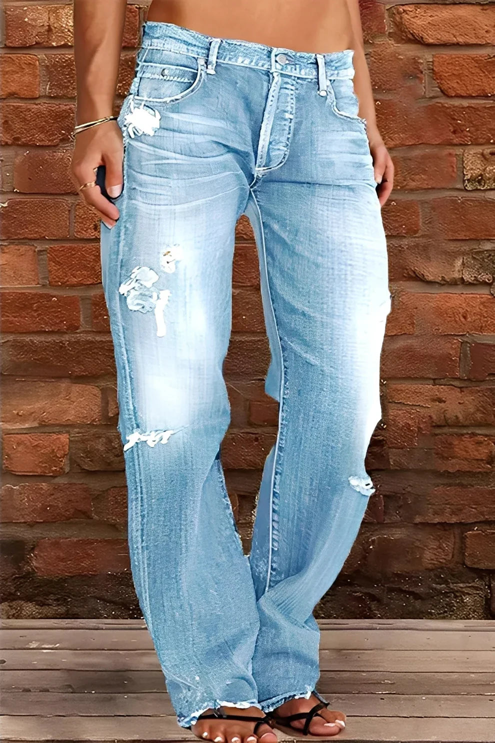 Demetria classic washed low-waist jeans – women