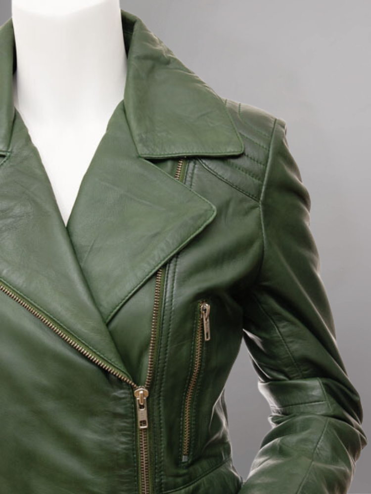 Women's Vintage Real Leather Jacket for Biker Style