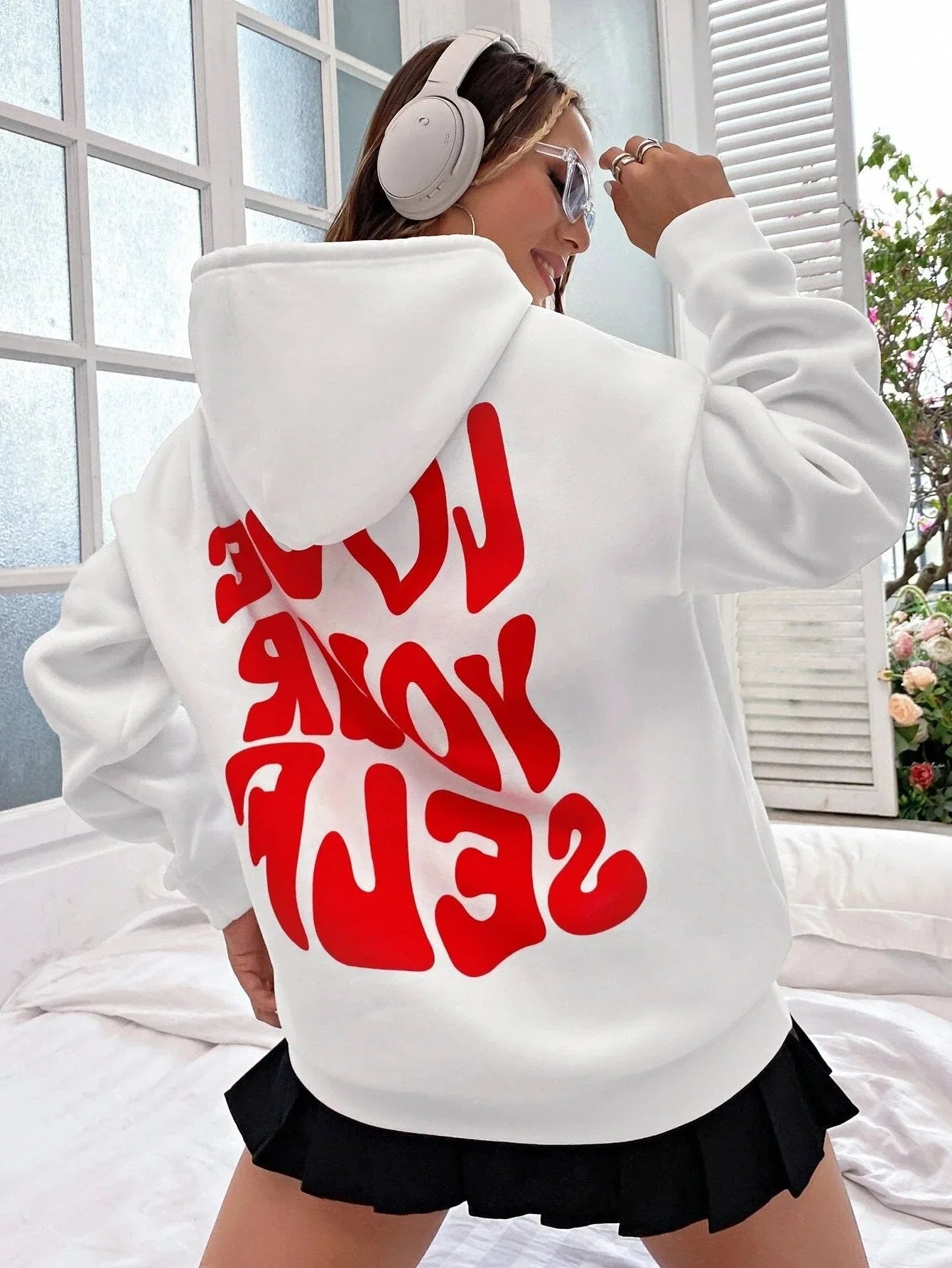 Oversized “love yourself” hoodie – women