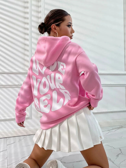 Oversized “love yourself” hoodie – women