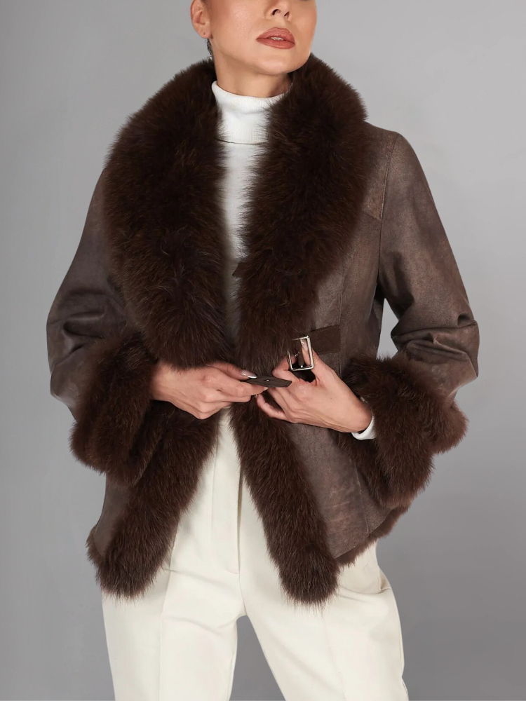 Elbow Street Fashion Winter Shearling Leather jacket