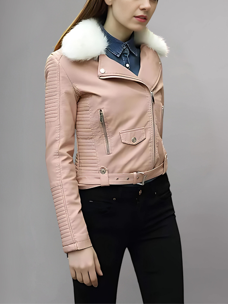 Women’s Faux Fur Quilted Moto Jacket