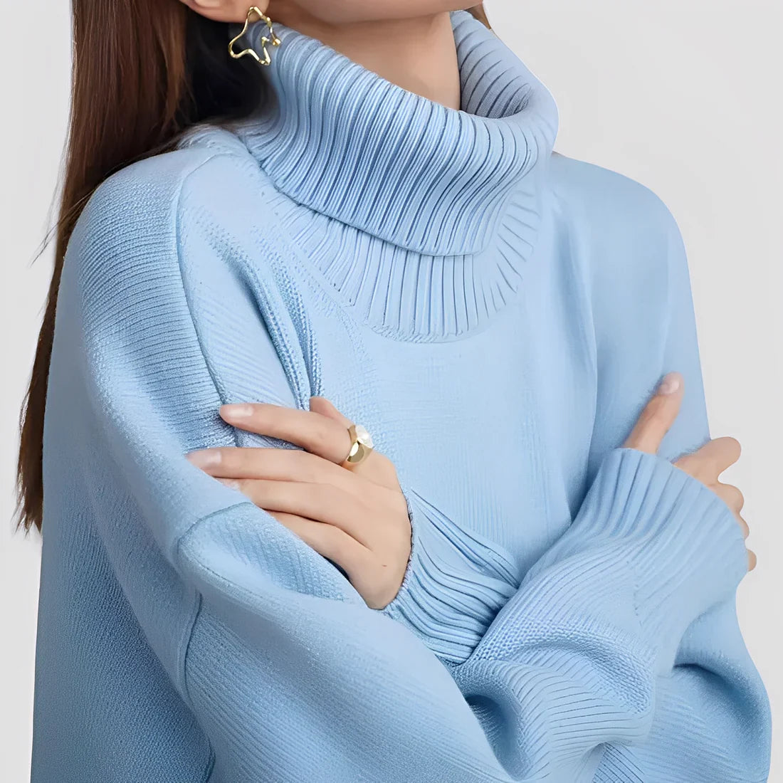 Nylah simple oversized turtleneck sweater – women