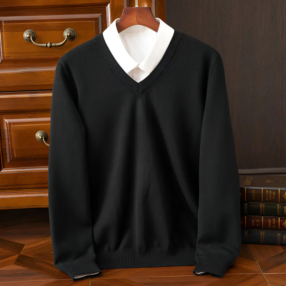 Men's v-neck long sleeve knitted sweater – men