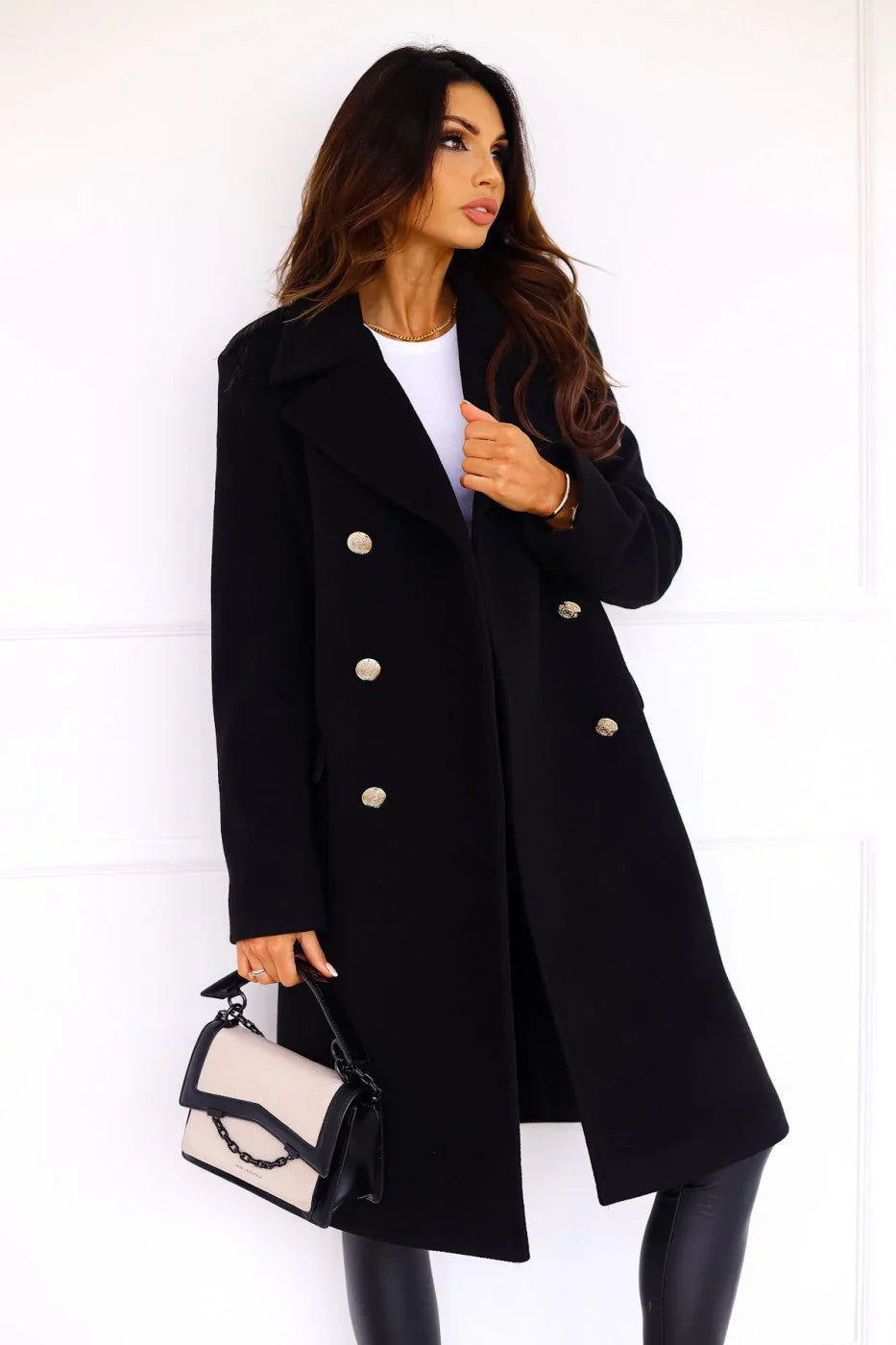 Long double-breasted coat – women