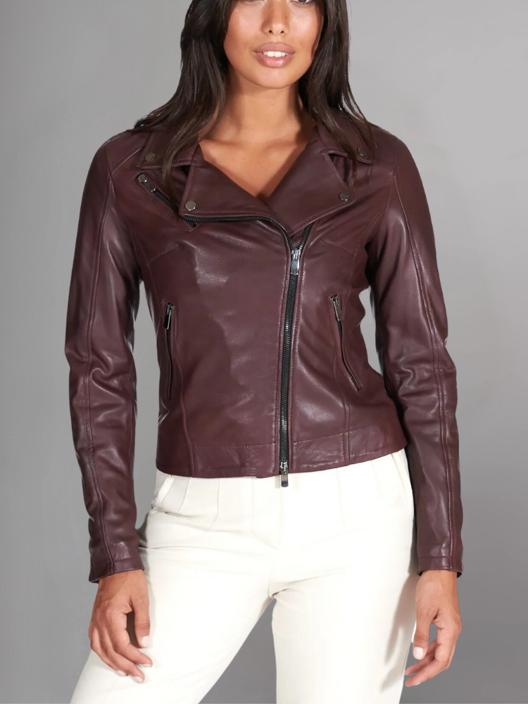 Women's Genuine Lambskin Leather Motorcycle Jacket