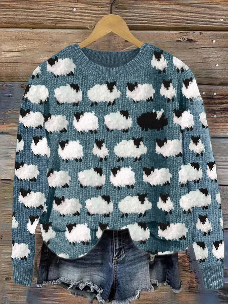 Marta wool sweater with sheep motif – women