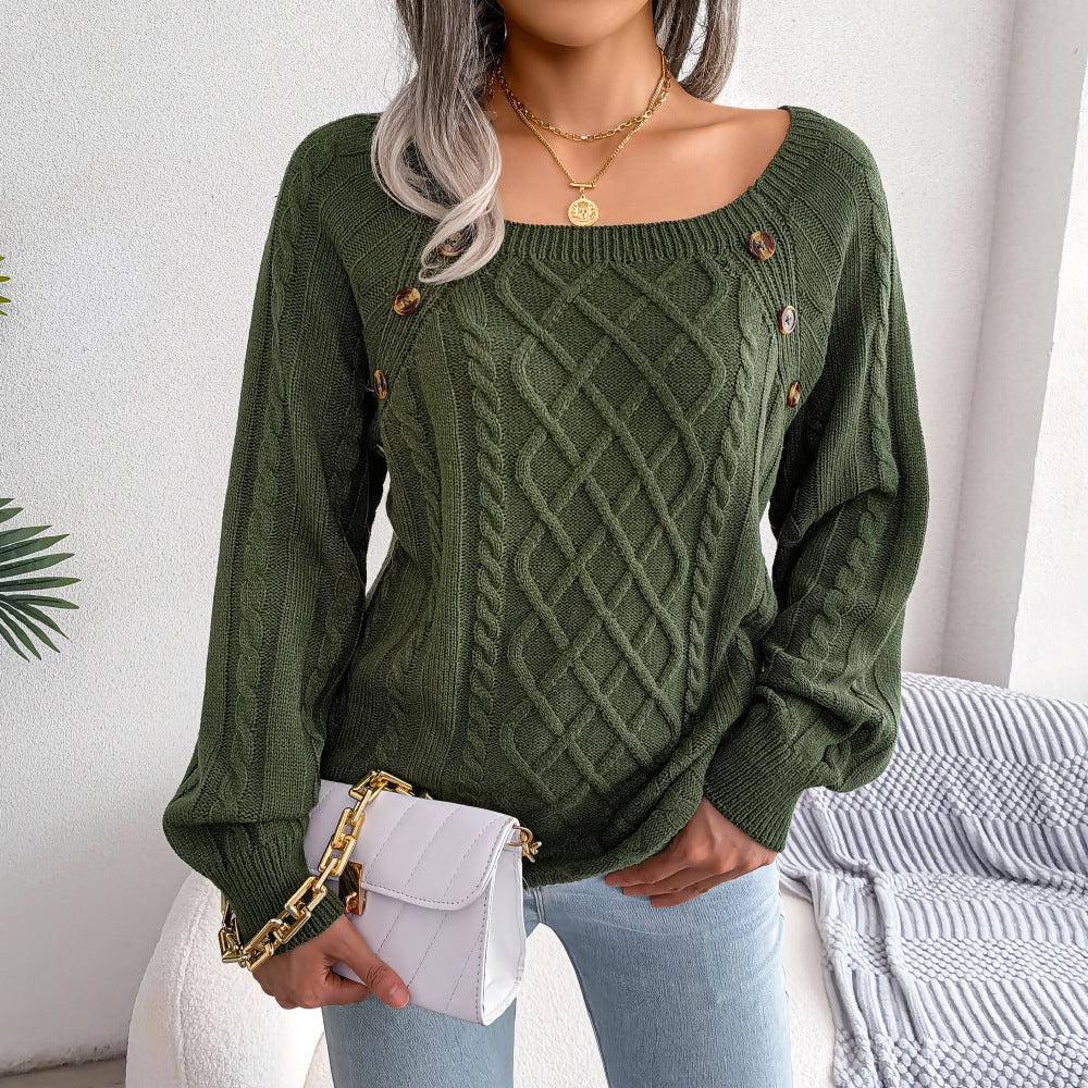 Isabell sweater with a square neckline for knitting