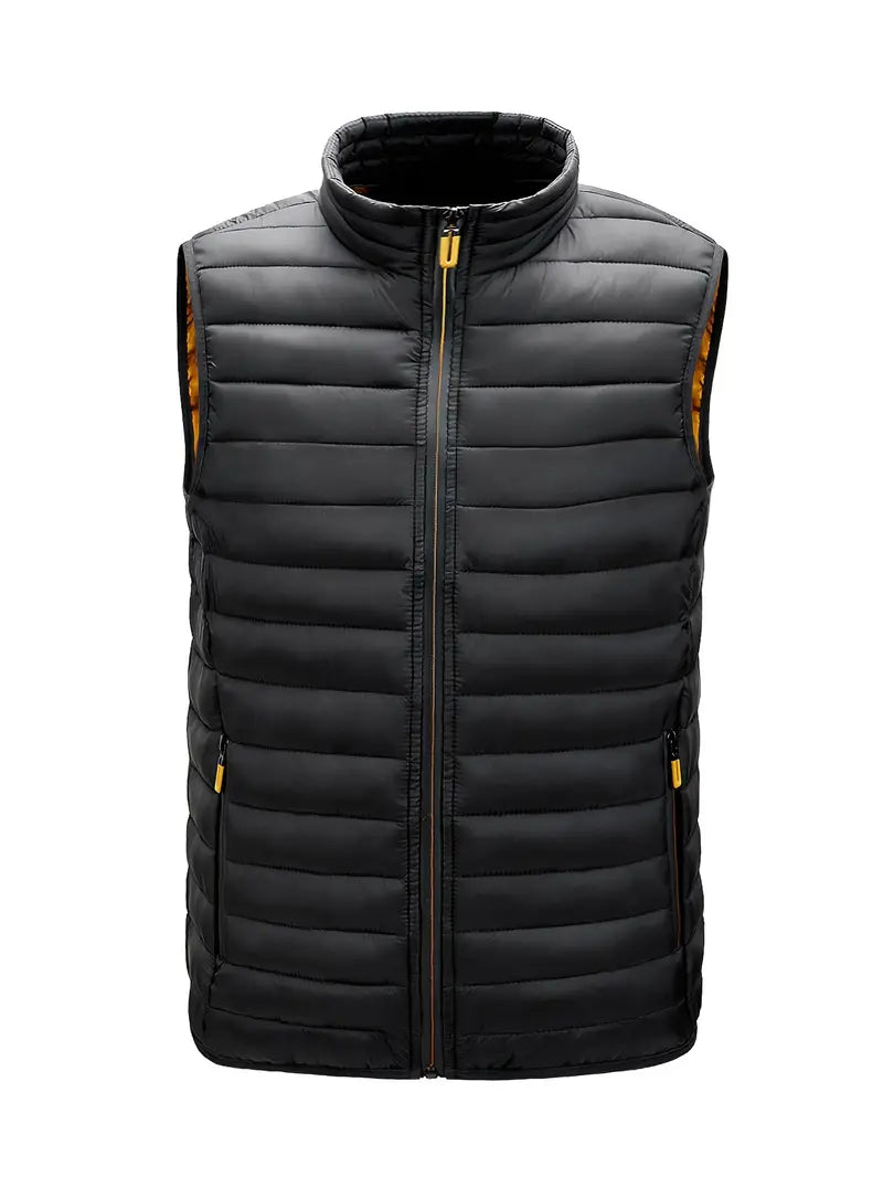 Lightweight bodywarmer vest with stand collar – men