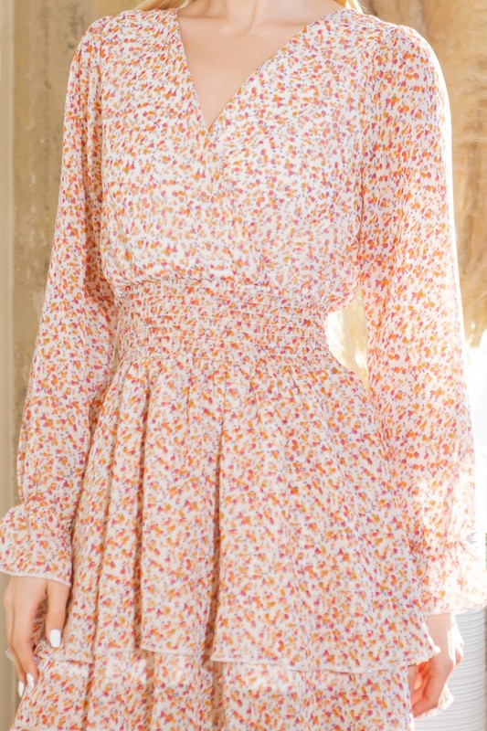 Floral Wrap Teir Dress