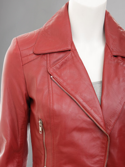 Women's Vintage Real Leather Jacket for Biker Style