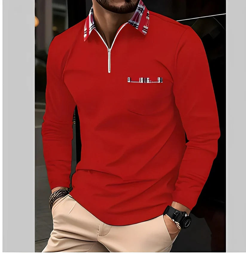 Florent long-sleeve polo with zip – men