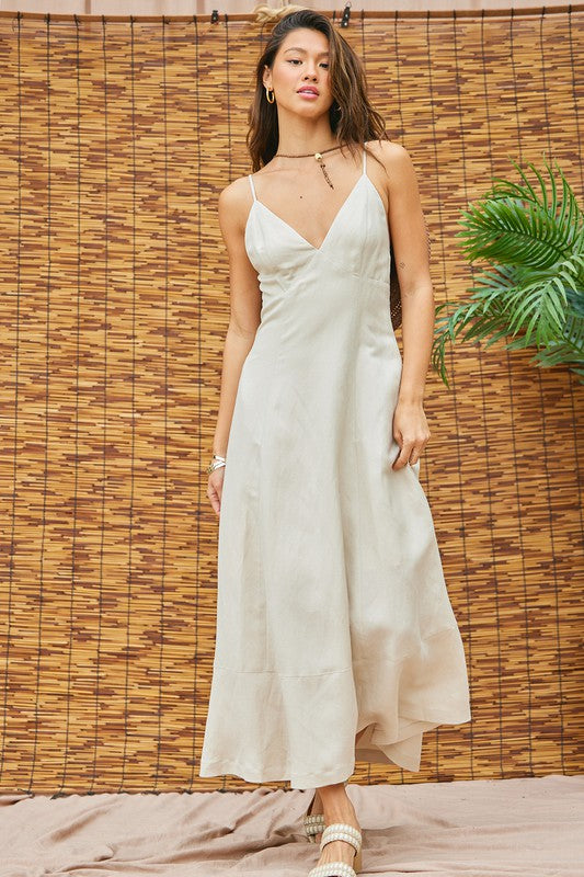 Waitlist 7/10 ♥ Britton Sleeveless Open Back Linen Maxi Dress Natural