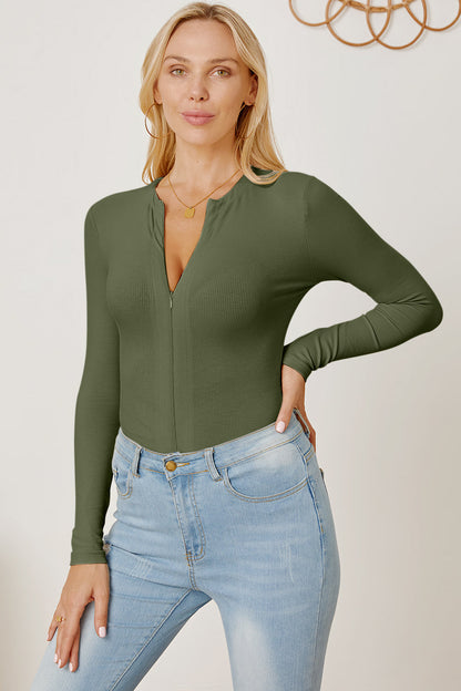 Zip Up Long Sleeve Bodysuit