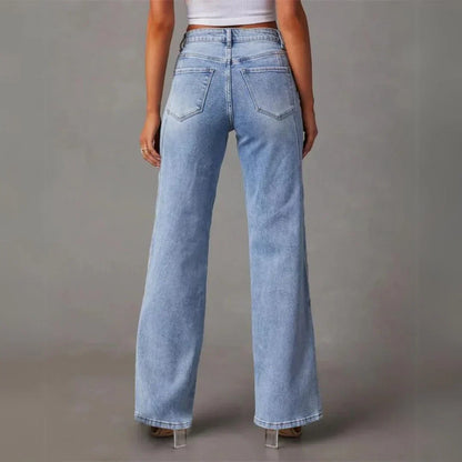Casual high-waisted wide-leg jeans – women