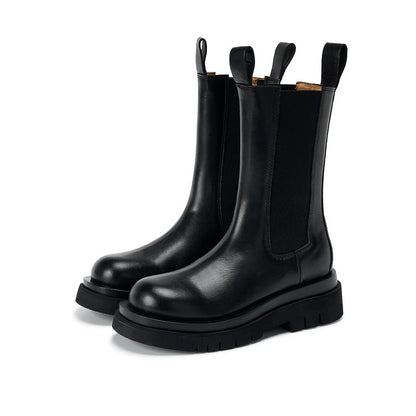 Women's leather chelsea boots with chunky sole