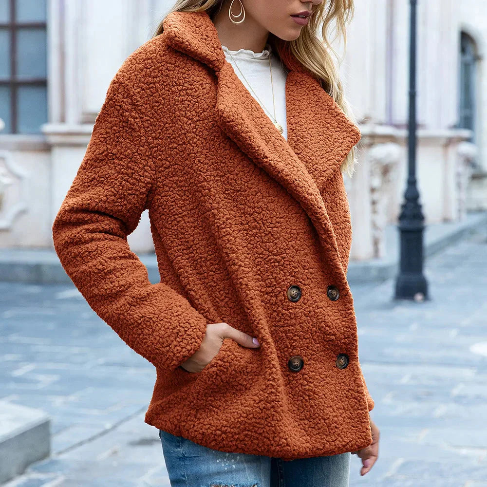 Mid-length double-breasted coat – women