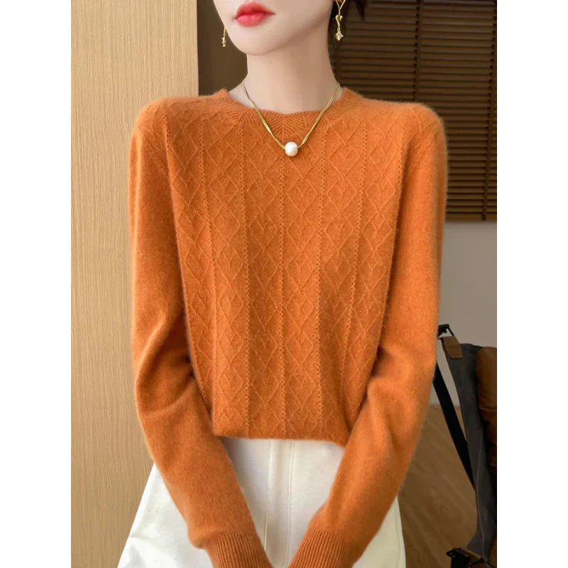 Celina women's merino wool sweater, classic and elegant