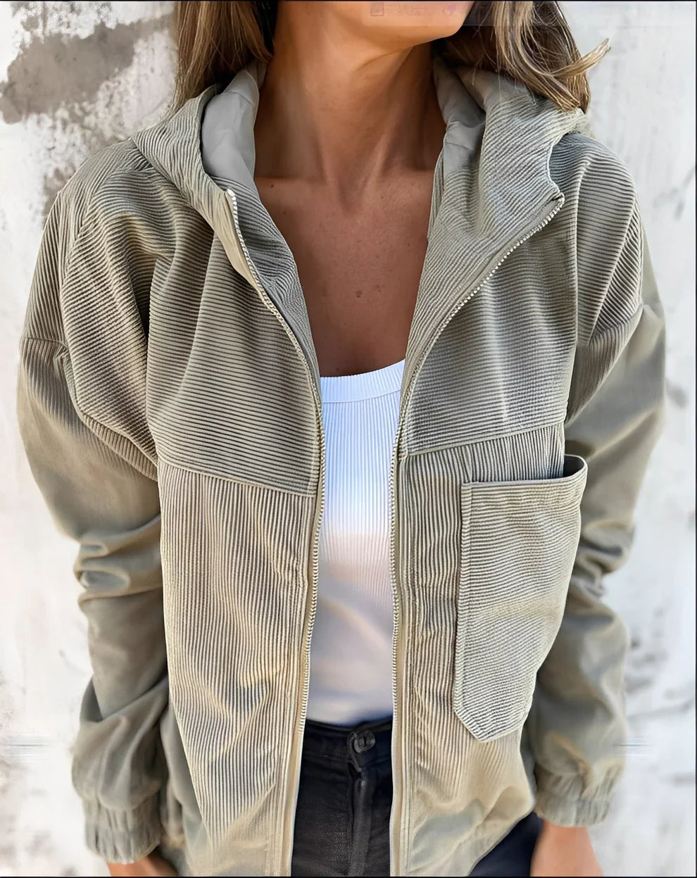Gillian casual cord jacket with hood – women