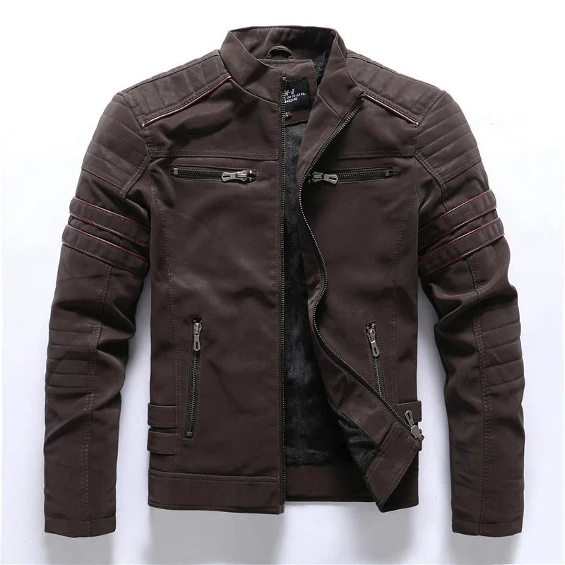 Men's biker jacket with zipper – striking leather design