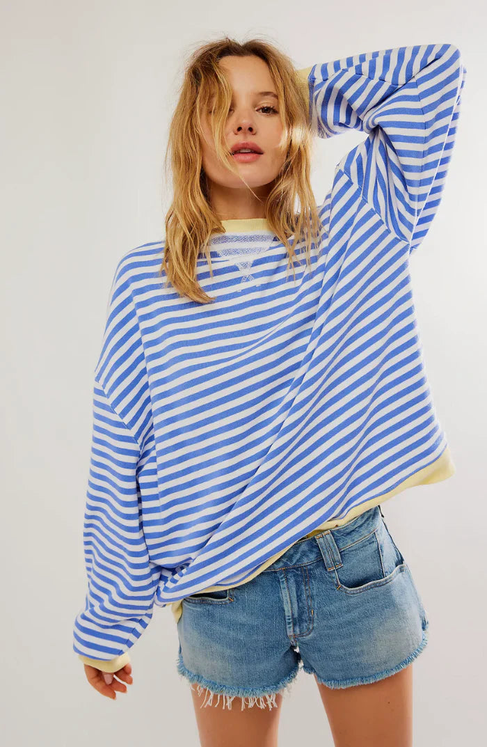 Oversized striped sweatshirt for women