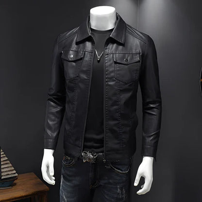 Brycen classic slim leather jacket – men