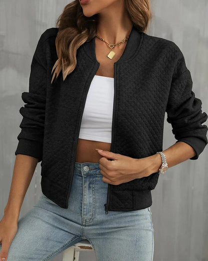Long-sleeve knit zip jacket – women