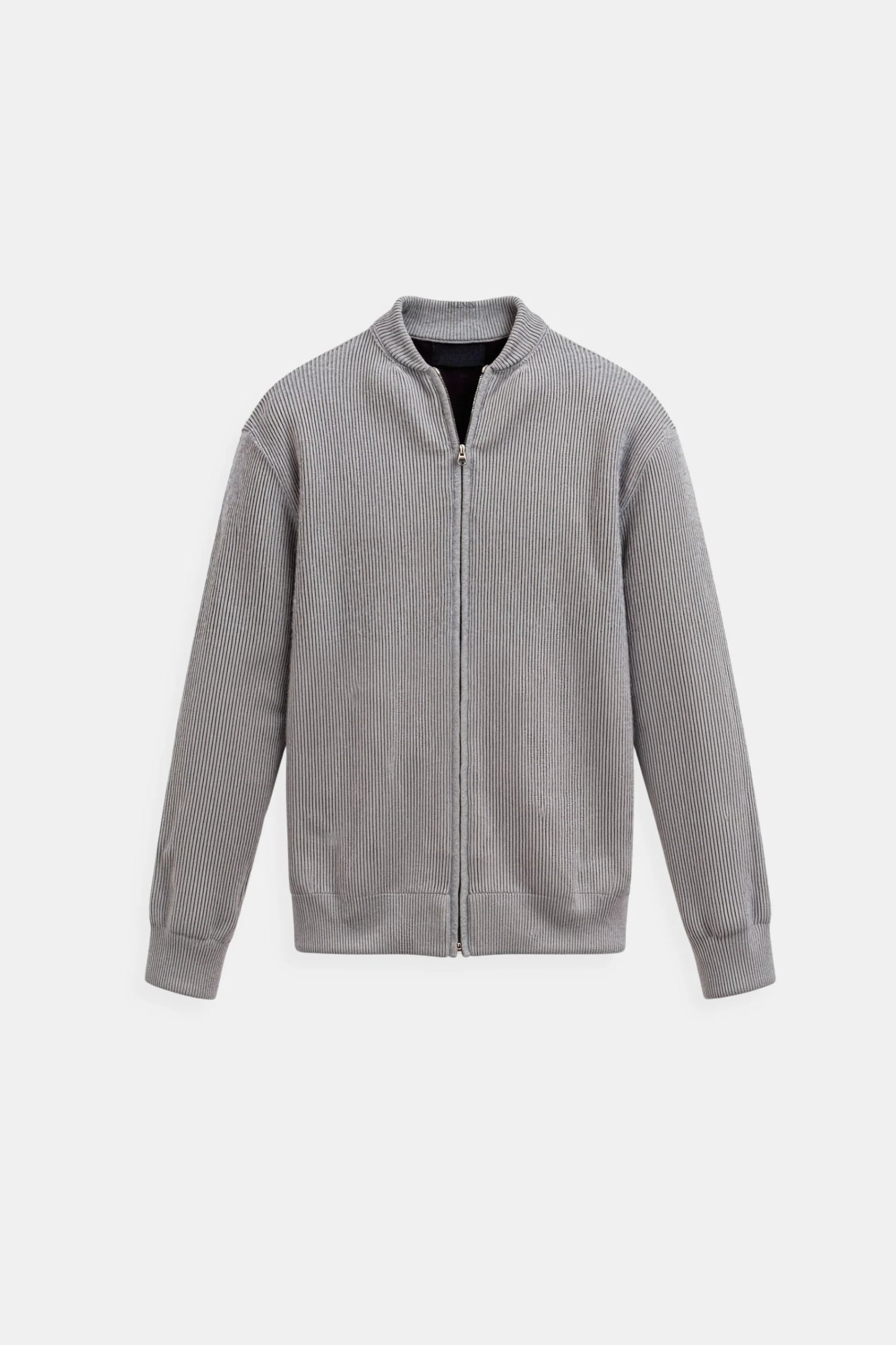 Elegant minimalist zip knit cardigan – men
