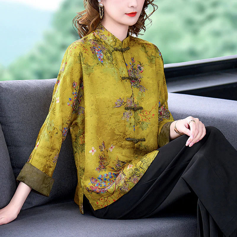 Moriah classic silk coat with buttons – women