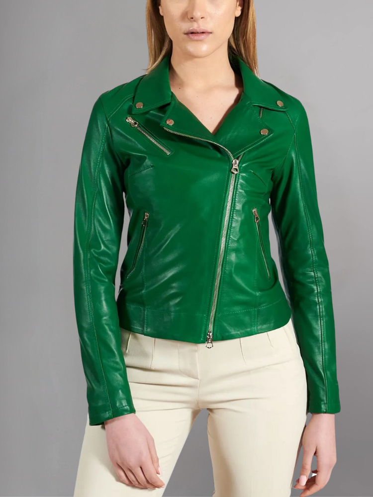 Women's Genuine Lambskin Leather Motorcycle Jacket