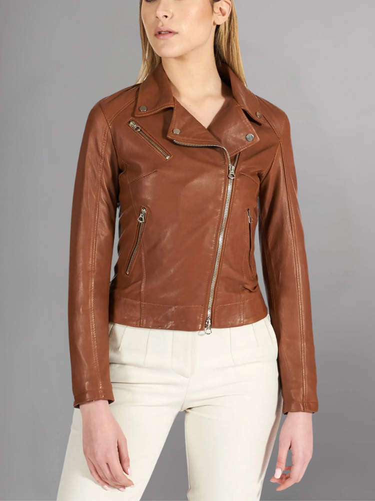 Women's Genuine Lambskin Leather Motorcycle Jacket