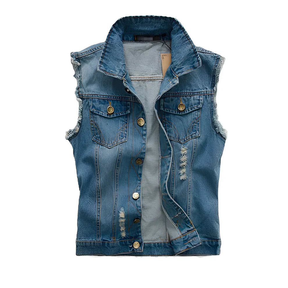 Morley retro denim vest with pockets – men