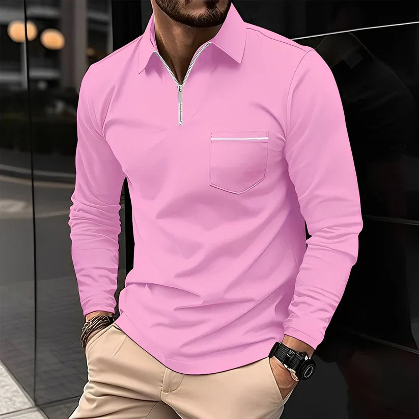 Florent long-sleeve polo with zip – men