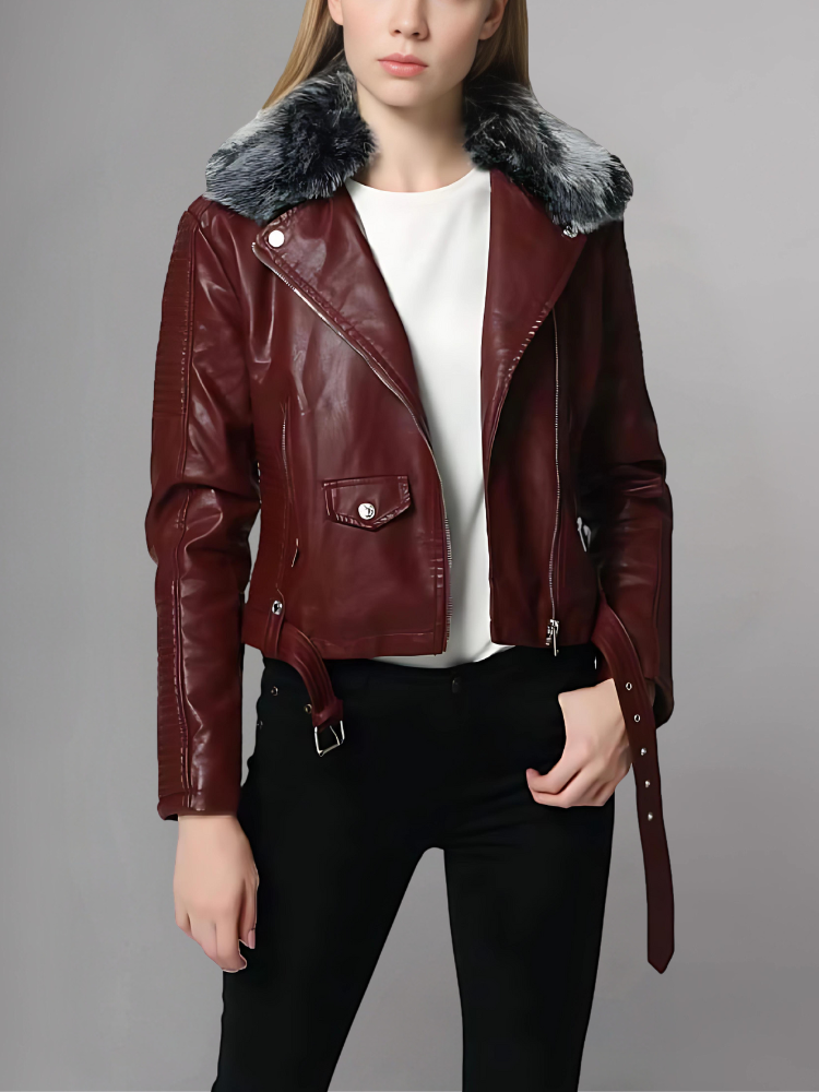 Women’s Faux Fur Quilted Moto Jacket