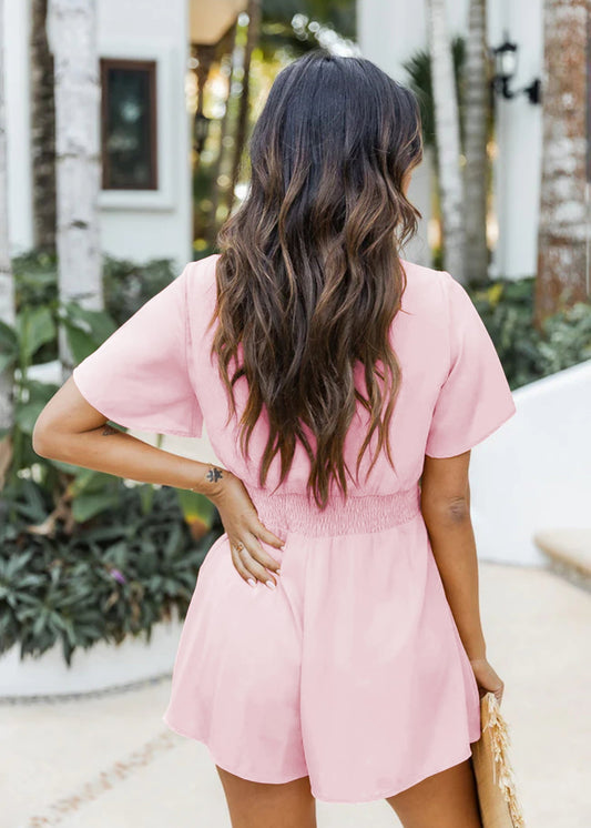 V-Neck Flutter Sleeve Romper