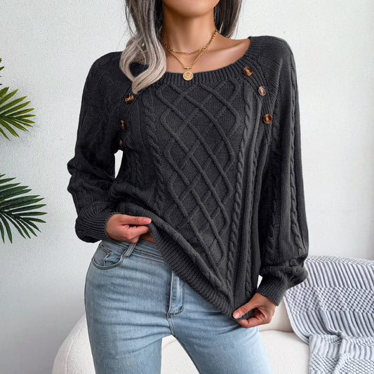 Isabell sweater with a square neckline for knitting