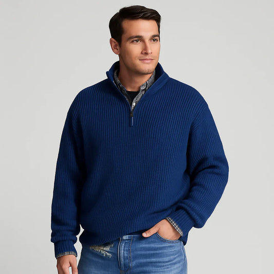 Men's ribbed half-zip knit sweater – men
