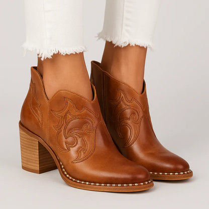 Criselda western vegan leather ankle boots – women