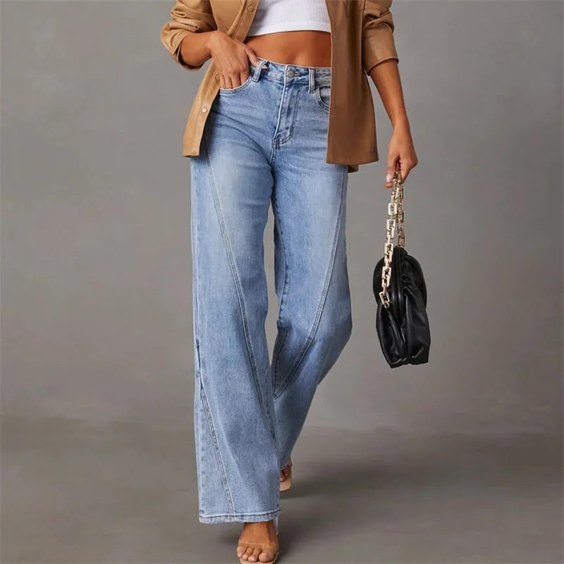 Casual high-waisted wide-leg jeans – women