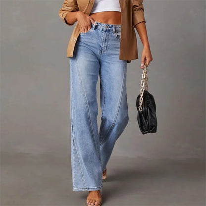 Casual high-waisted wide-leg jeans – women