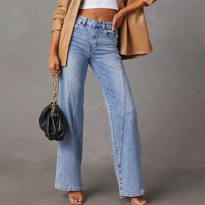 Casual high-waisted wide-leg jeans – women